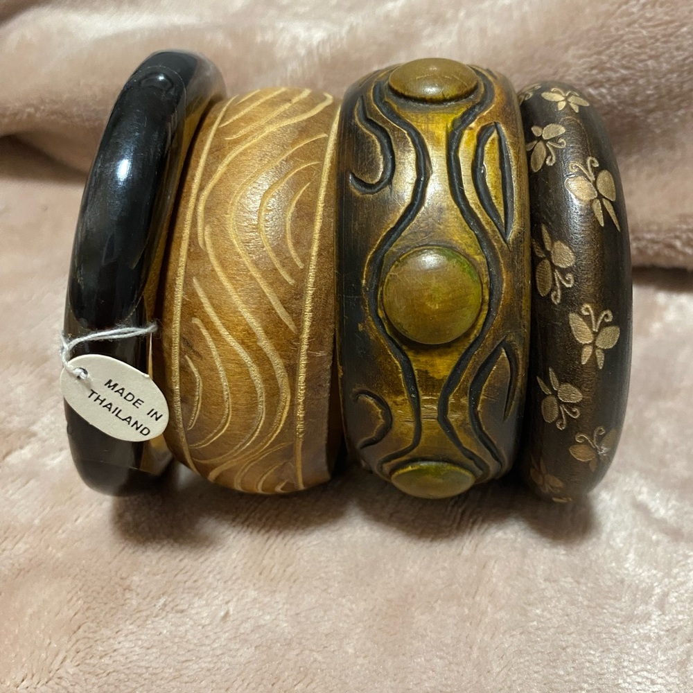 Set of Four Vintage Wooden Bangles